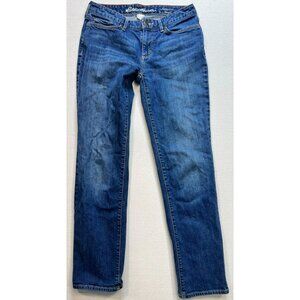 Eddie Bauer Women's Straight Jeans Slightly Curvy Denim Size P4 Blue Stretch